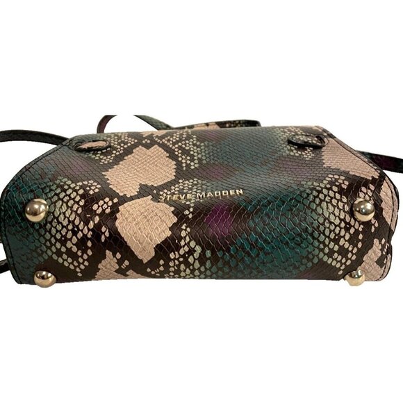 Steve Madden Purse Faux Snakeskin Python Reptile Croco Satchel Crossbody Bag - Picture 7 of 11